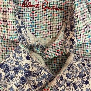 Robert Graham Boys Dress Shirt Button Contrast Collar Cuff Pattern L14-16
